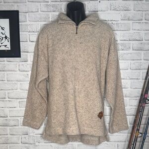 Coldwater Creek Oatmeal Pullover Fleece Jacket Sweatshirt Large